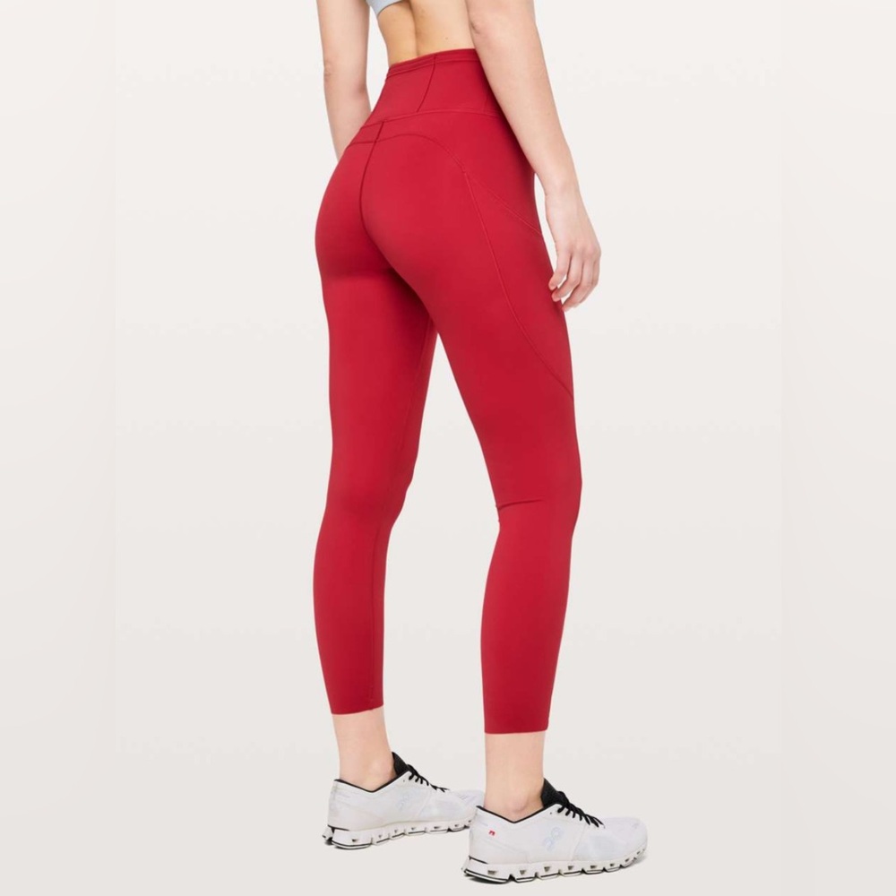 Lululemon Fast & Free 7/8 Tight II Non-Reflective Nulux 25" Dark Red size 16